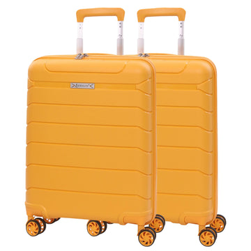 Aerolite 55x40x20/23cm Ryanair Priority Max Size Expandable Cabin Suitcase, Also Fits Wizz Air Priority, Lightweight PP Hard Shell Carry-On with 4 Spinner Wheels & TSA Lock (x2) – Mango